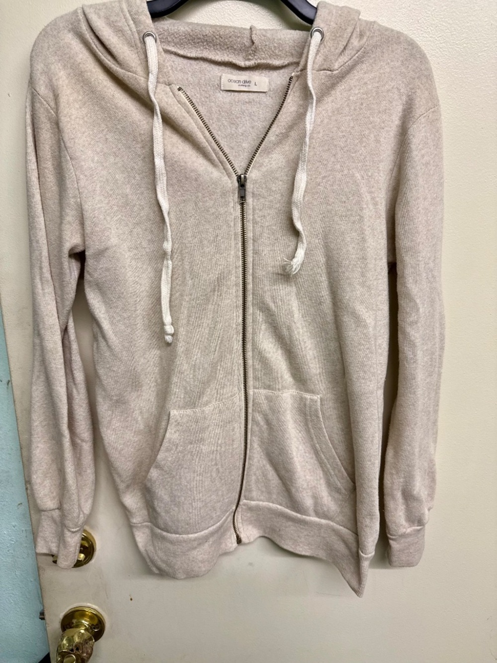 Ocean Drive Cream/Ivory Zip-Down Sweatshirt